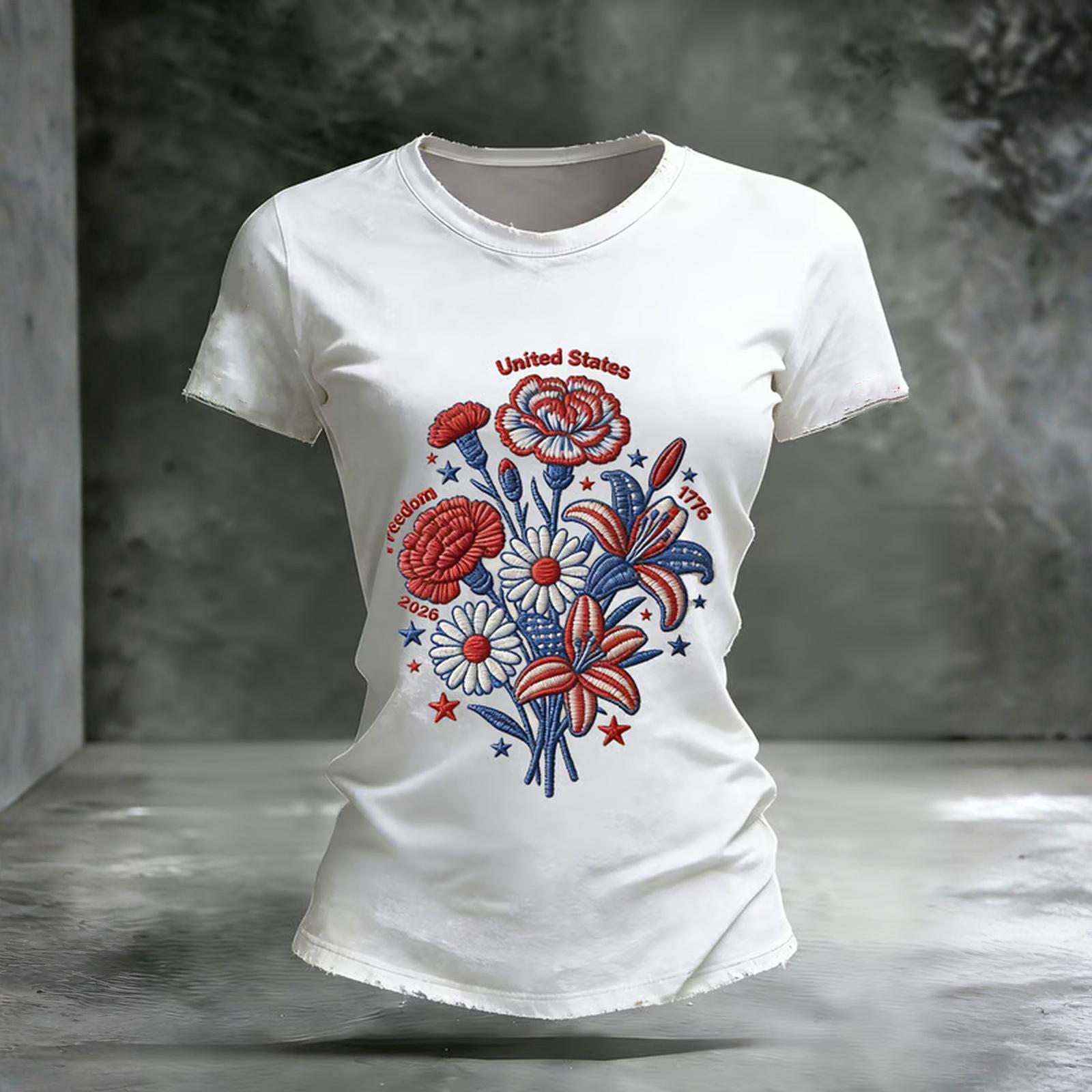 

Женская повседневная и модная футболка с коротким рукавом и принтом, топ M белый