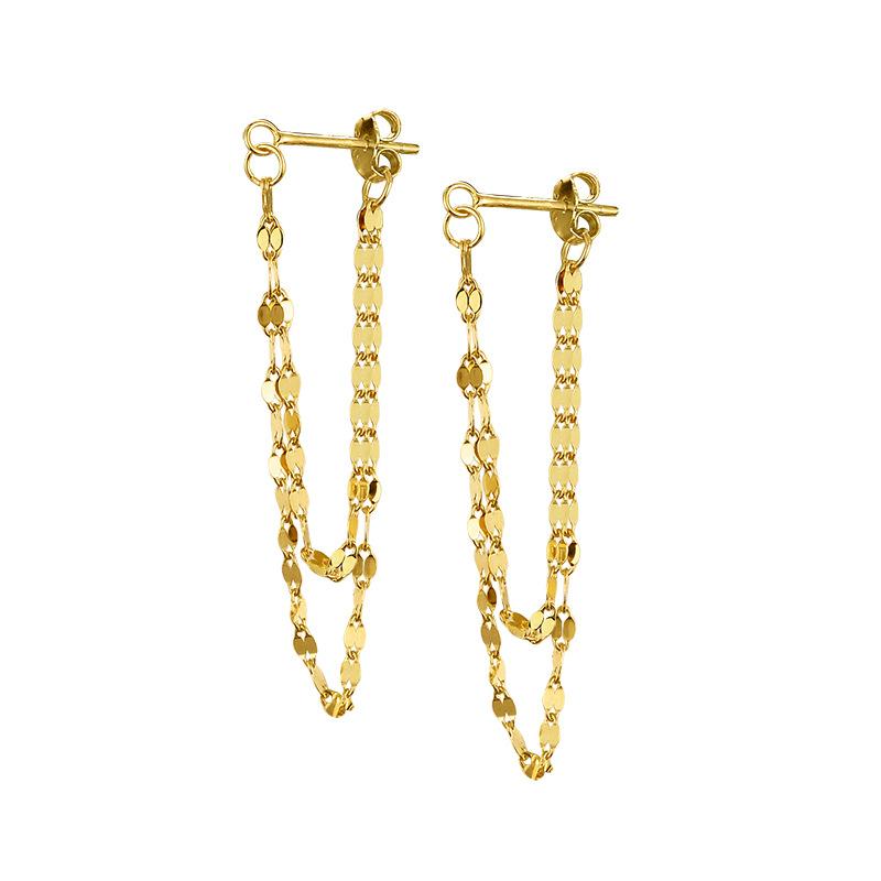 

925 Silver Double Layered Tassel Earrings, Long Sparkling Chain Earrings, Exquisite And Fashionable Jewelry золотой