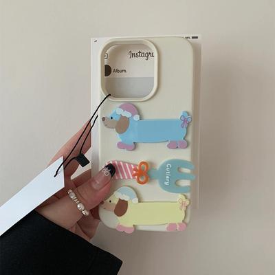 Cute Three-dimensional Dachshund Dog Suitable for IPhone16promax Apple 14 Mobile Phone Case 1312/15/11
