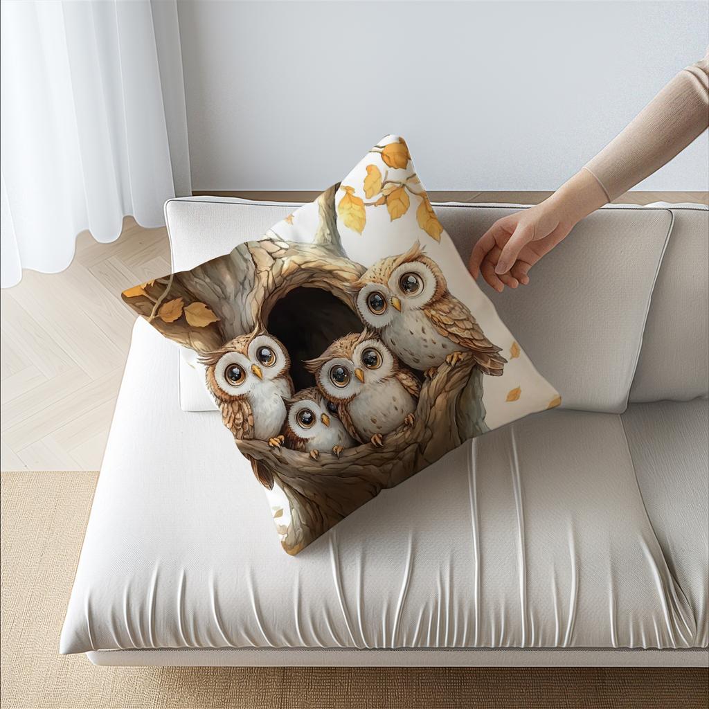 1 Pc Owl Pattern Pillowcase Throw Pillow Cushion Cover Seat Car Home Decor Sofa Bed Halloween Decorative Pillowcase 45X45Cm