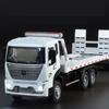 1/32 Trailer Tow Platform Truck Toy Car Model Diecast Vehicle Miniature Pull Back Sound & Light Educational Collection Gift Kid