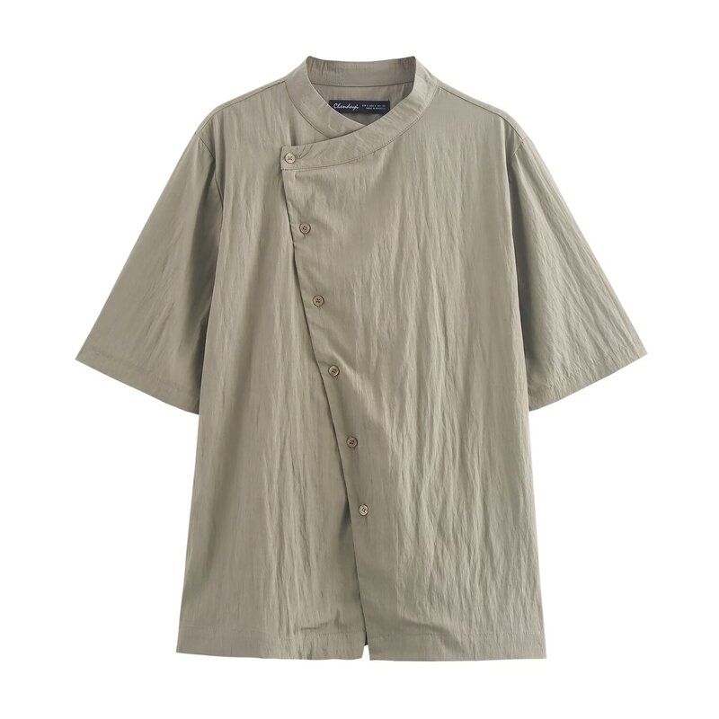 Fashion Style 2024 Autumn New Women's Clothing Asymmetric Round Neck Short Sleeve Casual Shirt Pants 4437269