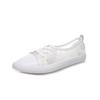 2025 Summer Shoes Women Flat Breathable Lace Mesh White Shoes Fashion Brand Ladies Casual Shoes Plus Size 42 D511