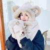 Hat Scarf Gloves Three Piece Set for Winter Women's Scarf One Piece Fluffy Hat Riding Fox Ear Protection Hat