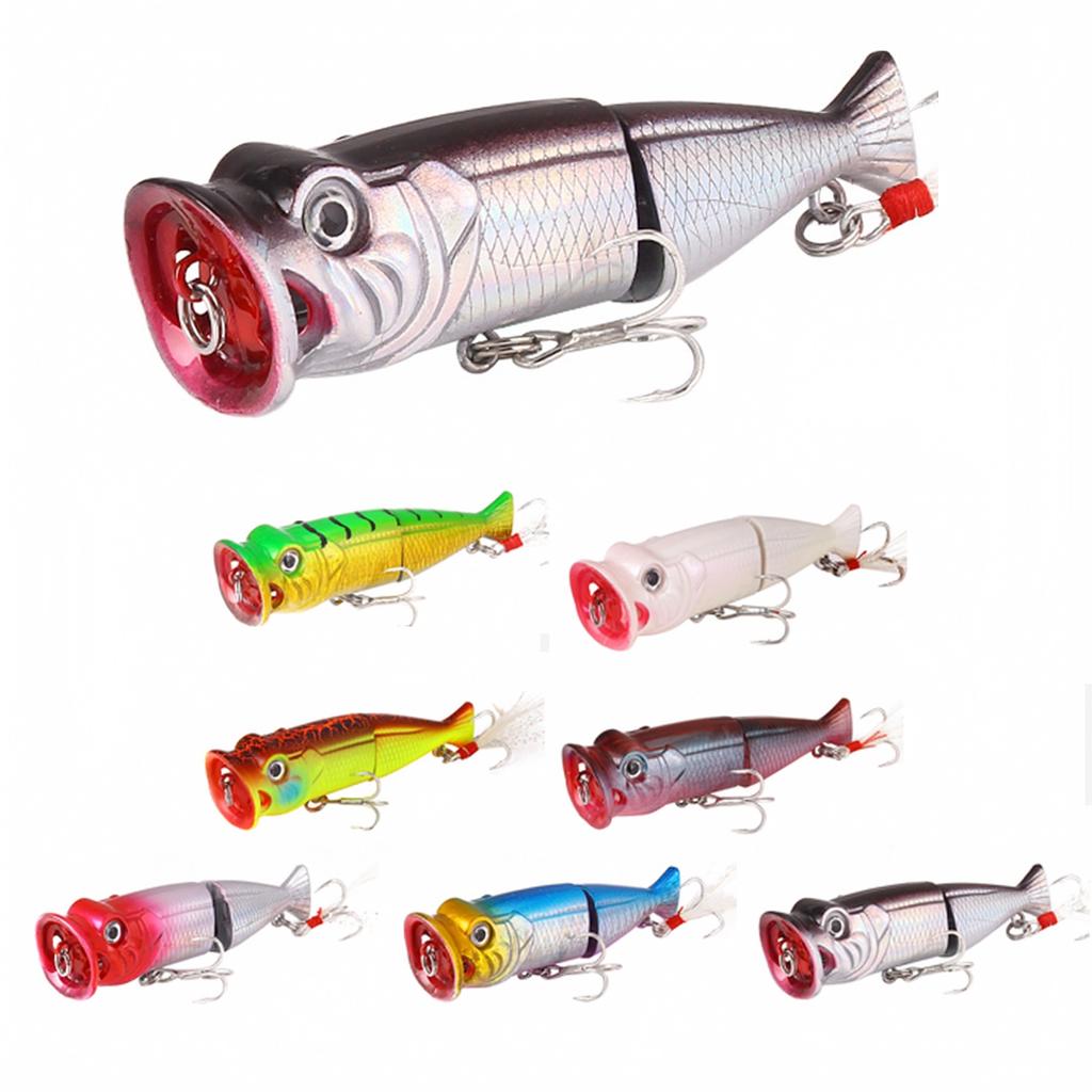 Two-Piece Surface Fishing with Feather Treble Hooks, Hard for Fishing