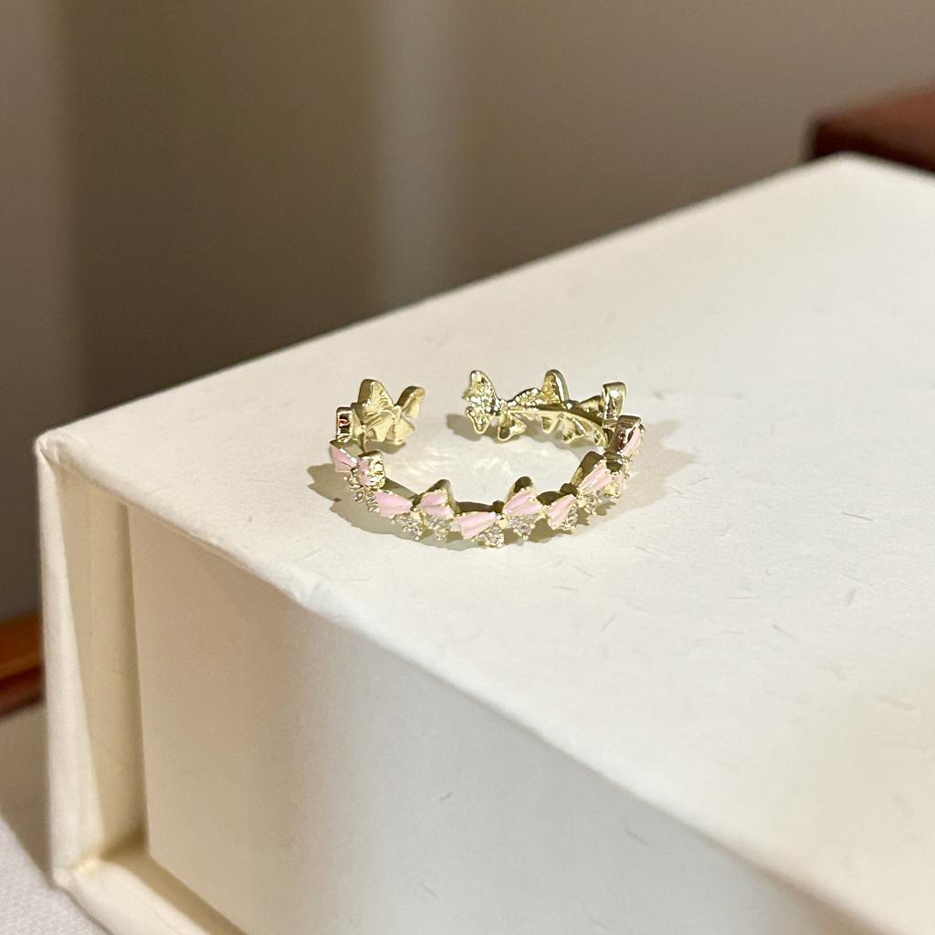PANJBJ 925 Sterling Silver Golden Flower Rings For Women Drip Glaze Plant Irregular Adjustable Sweet Jewelry Gift Dropshipping