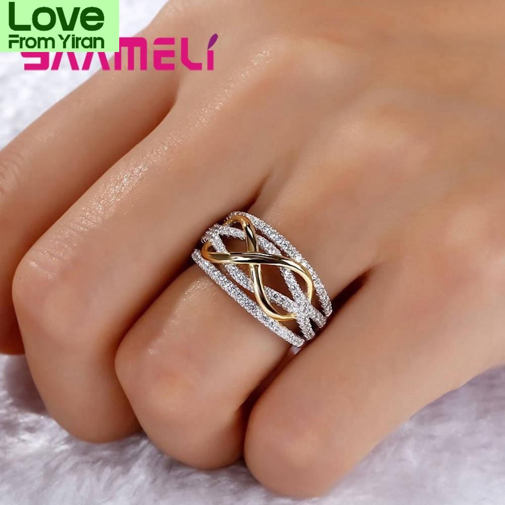 925 Sterling Silver Infinity Love Ring Shining Cubic Zircon Bowknot Letter 8 Eternity Promise Jewelry For Woman Girlfriend