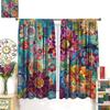 Bohemian Boho Floral Curtains Vintage Abstract Oil Painting Colourful Art Medieval Hippy Plant Flower Window Treatments Drapes Made Of Polyester