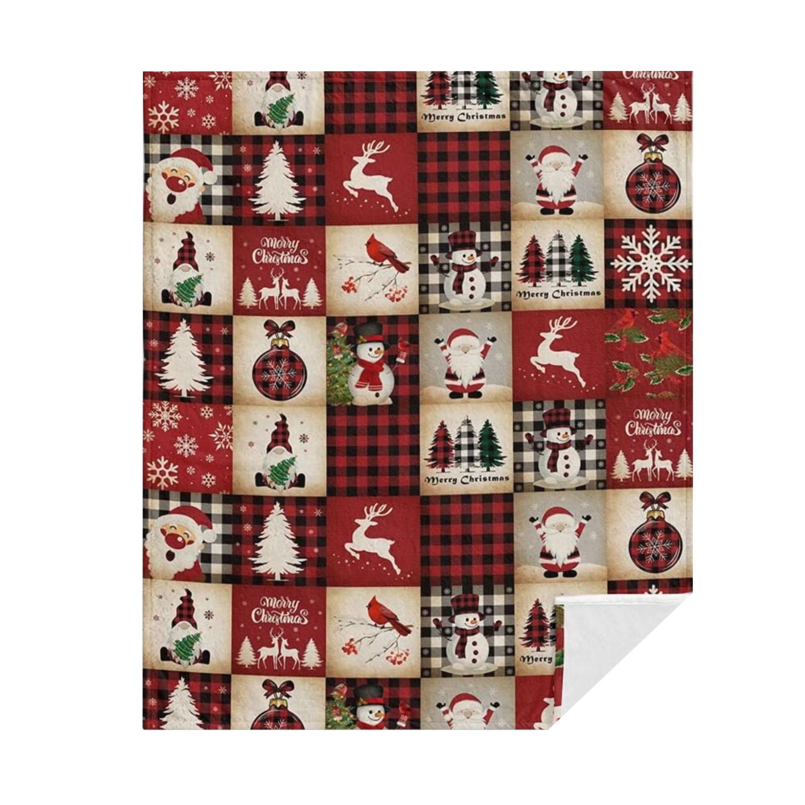 

Рождественское красное клетчатое мягкое фланелевое одеяло с изображением лося, Санты, снеговика, рождественской елки, клетчатое одеяло для кровати для детей и взрослых