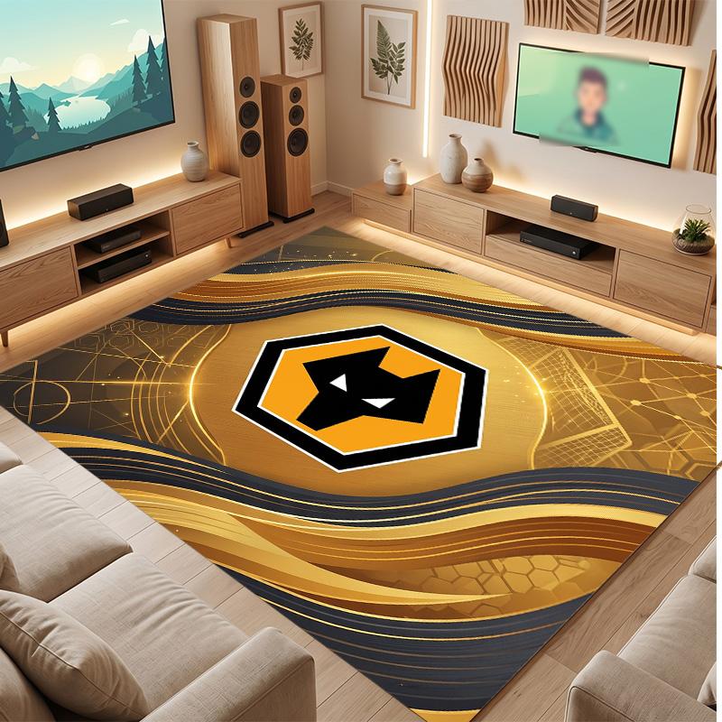 Wolverhampton Wanderers Football Print Crystal Velvet Rug, Comfortable Water Absorbent Non Slip Indoor Floor Carpet