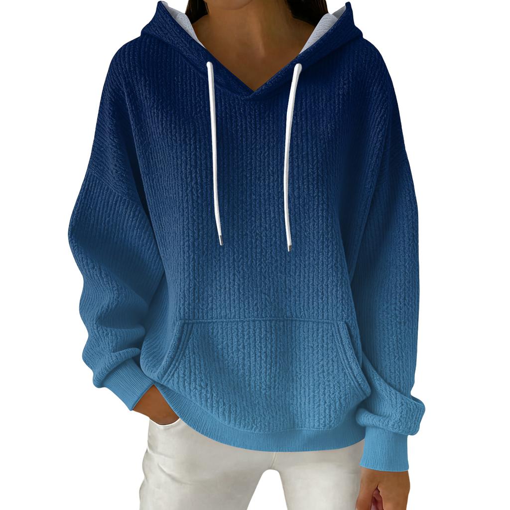 Women's Fashion Casual Gradient Print Pullover Long-Sleeve Hooded Sweatshirt