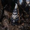 Photogenic Interior Displays 3D Printed Gothic Skull Gnome Ornament, Halloween Retro Spooky Table Decorations Figurine for Desktop and Garden