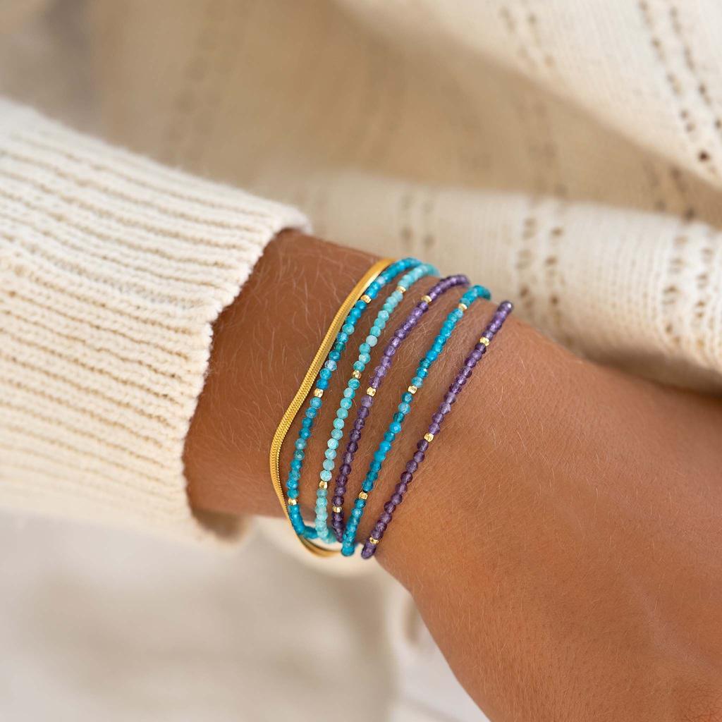Vlen Natural Stone Beaded Bracelets for Women Stacking Tiny Dainty Bracelet Summer Beach Jewelry Boho Pulseras