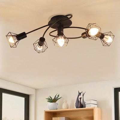 NETTLIFE Modern Style Ceiling Light - 5 E14 Spots, Adjustable, Black Metal, LED Compatible, Intertwined, For Hallway Living Room Kitchen