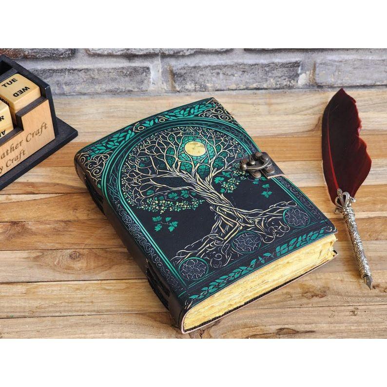 

Кожаный блокнот «Древо жизни»! Гримуарный журнал! Личный органайзер ! Блокнот Заклинаний Подарок для Него Книга Теней! Книга рецептов 8 x 6 in