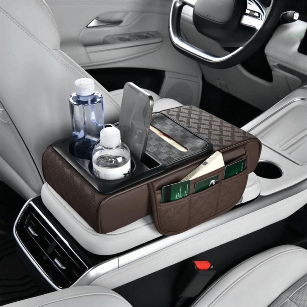 

Tissue Box Center Console Armrest Cushion Nappa Leather Car Elbow Support Pad SUVs кавовий