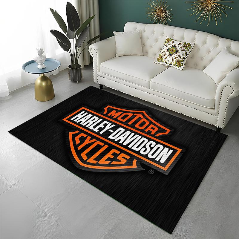 Klassischer H-Harleys Racing Moto Teppich für Spielzimmer, Schlafzimmer, Wohnzimmer, Sofa, Heimdekoration, rutschfeste Bodenmatte für den Spielebereich von Kindern 80x120cm