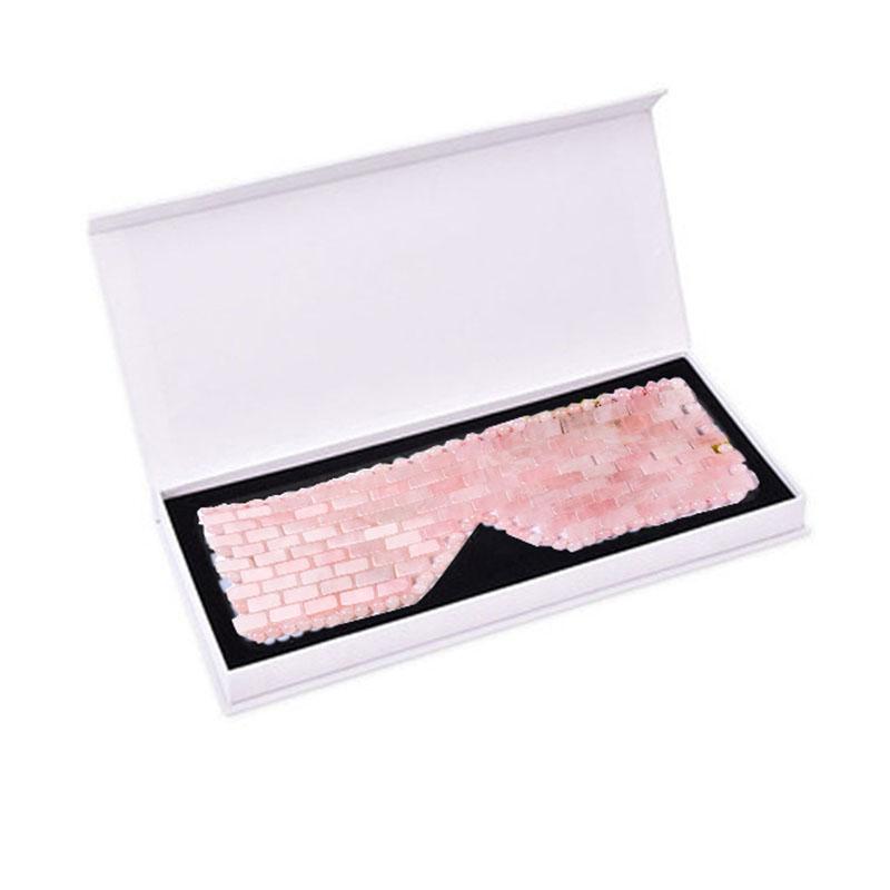 Natural Rose Quartz Cold Therapy Eye Mask Jade Roller Gua Sha Massage Face Eye Relax Stone Sleep Mask Jade Massager With Box