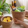 1Pc Straw Weaving Flower Plant Pot Wicker Basket Rattan Flowerpot Storage Basket Garden Flowerpot Handmade Woven Planter Basket
