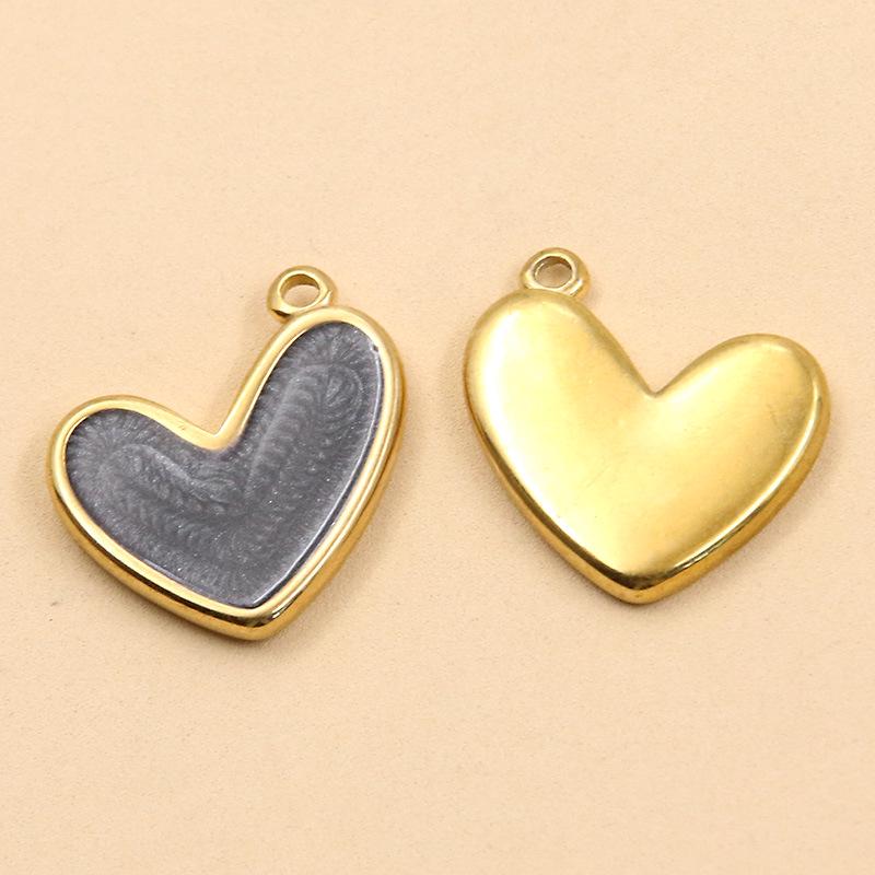 3 Styles DIY Heart Crown Enamel Charms: Stainless Steel Drip Oil Gold Pendants