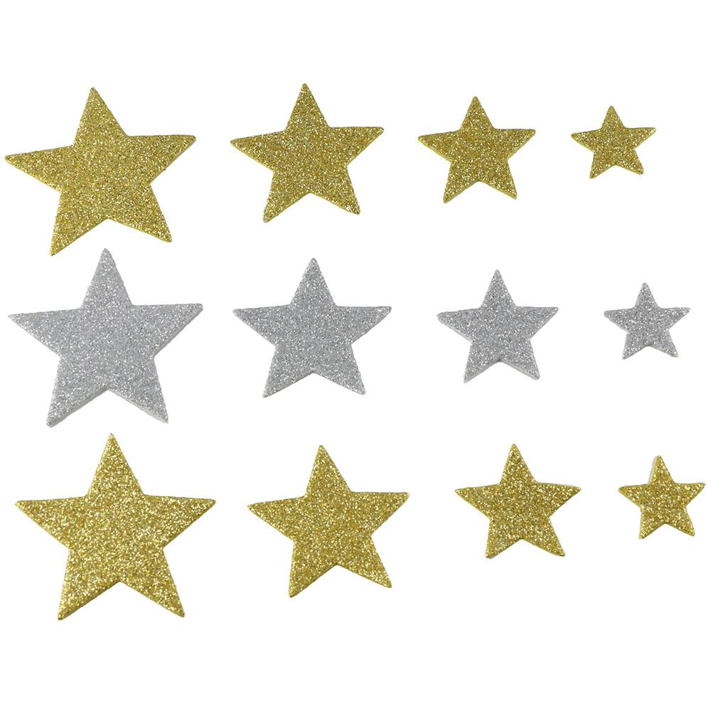 200pcs Paper Glitter Star Foam Stickers Silver and Gold Self  Adhesive Sticker  Arts Crafts