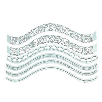 Matrices de découpe en métal, gaufrage de dentelle Vintage, bordure incurvée et ondulée, papier de Scrapbooking, 6 pièces