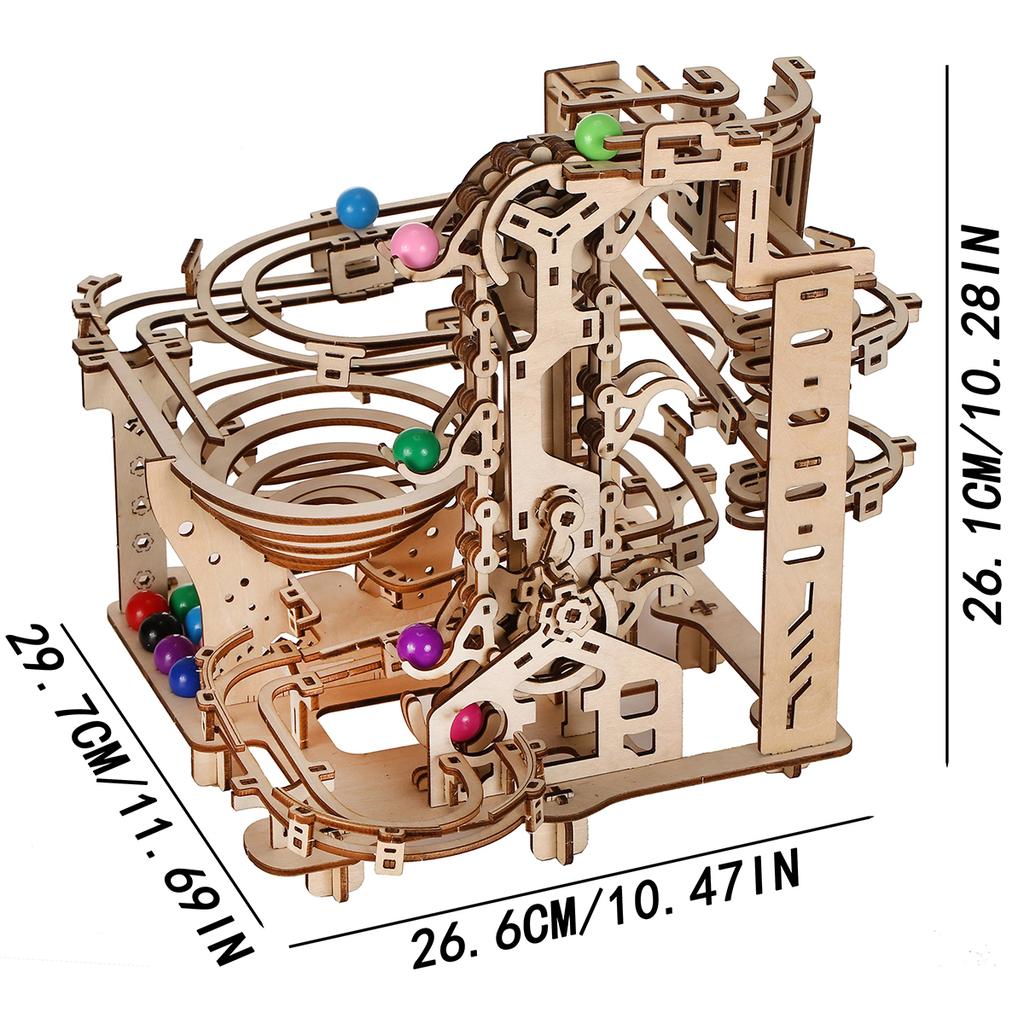 3D Wooden Puzzle] 3D Wooden Marble Run Model Kits Teaser Puzzle DIY Handmade Christmas Gift