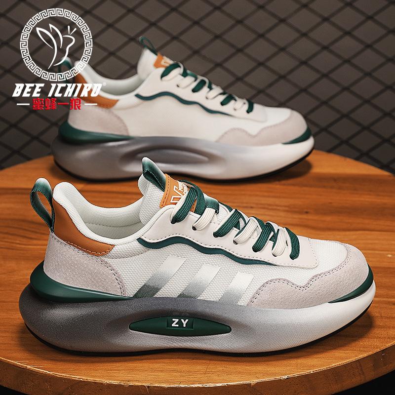 Retro Men's Shoes Leather Mesh Casual Matte Lightweight Spring and Summer Running Dad Sneakers