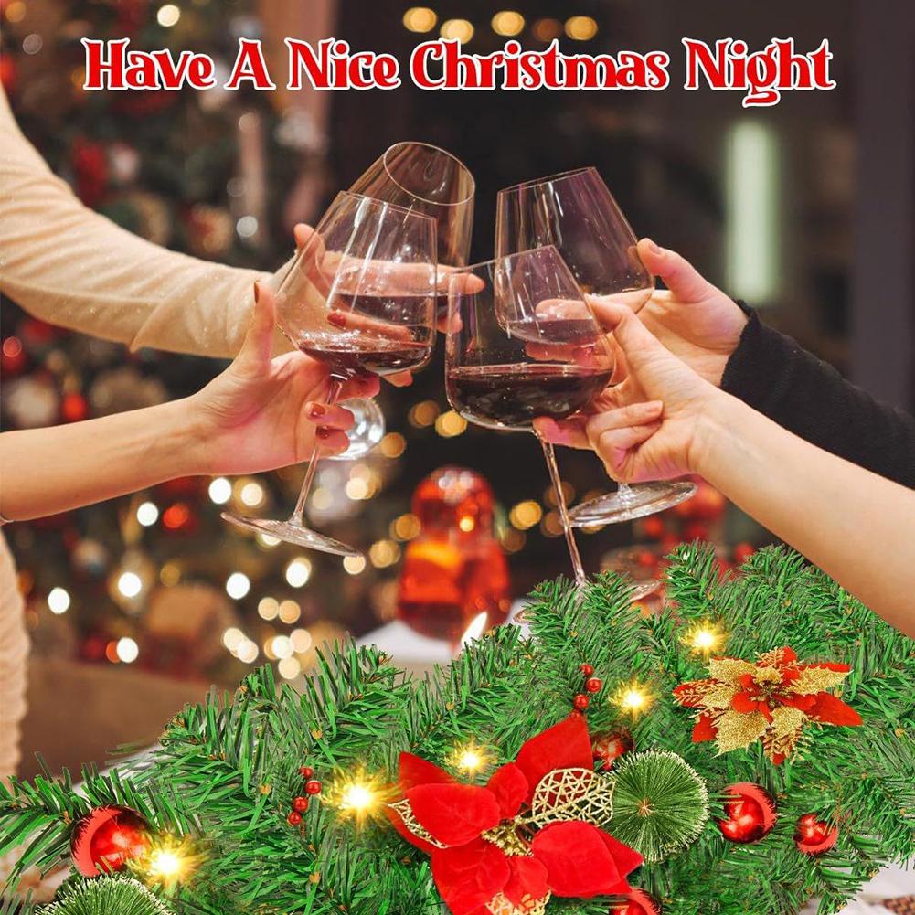 1.8/2.7M Holiday Decoration Rattan Xmas Garland Red Berrys Branches Stylish DIY Wreath Party Decoration For Home Wall Door