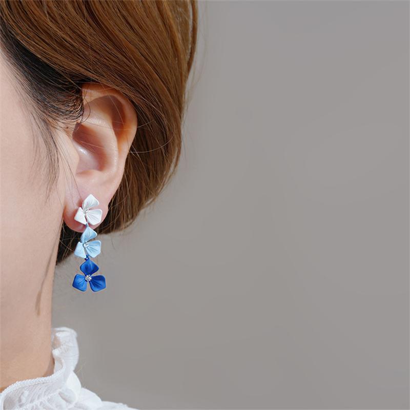 Novos Brincos Pendentes de Flores com Gradiente da Moda para Mulheres Meninas Presente Joias Atacado