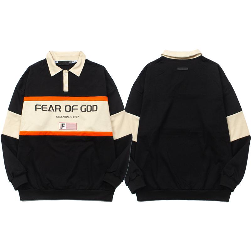 Amerikanischer Retro College Stil Jerry FG Langarm Polo Hoodie