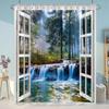 Simulation Window Beach Forest Outdoor Shower Curtain Tropical Seaside Landscape Bohemian Cloth Hanging Curtains Bathroom Decor