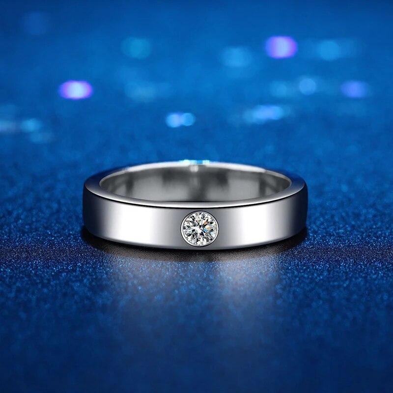 4mm Moissanite Ring for Men 925 Sterling Silver Gemstone Lab Diamond Gold Plated Rings Wedding Engagement Band Jewelry