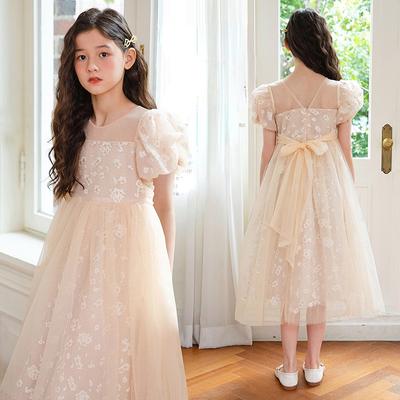 Girl's Dress Summer Bubble Sleeve Mesh Dress 2023 Children's Princess Dress