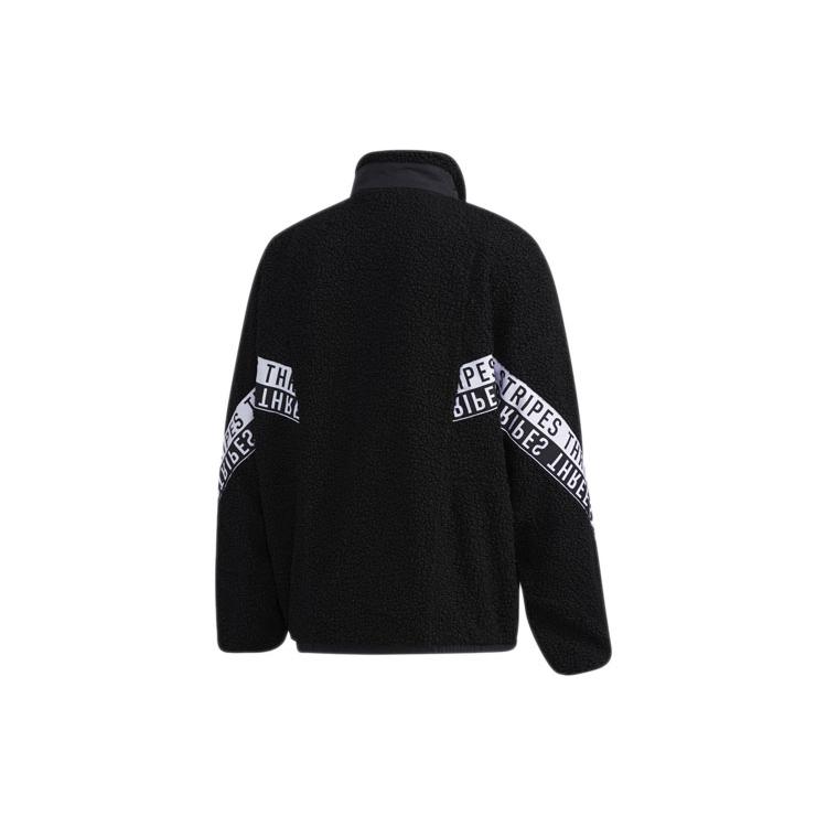 Adidas Velvet Jackets Men's Black Stand Collar Thickened GE0388