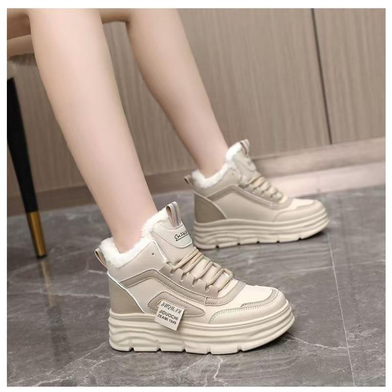Women Casual Winter Warm Plush Lined Thick Sole Mid Top Snow Boots