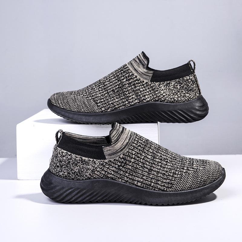 Flyknit Men's Shoes Student Sports Shoes Breathable Soft Bottom Slip-on New Trendy Men's Casual Shoes