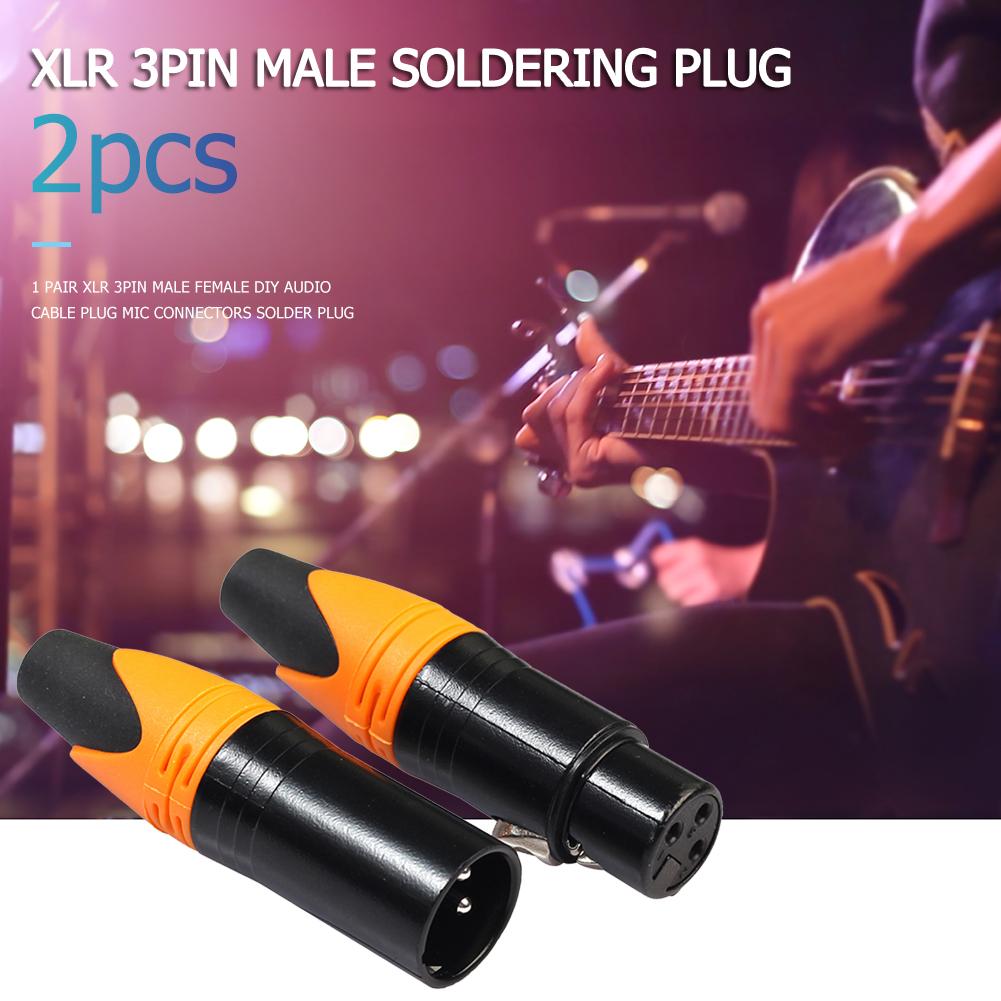 2pcs 3Pin XLR Connector Microphone Plug Male Female Adapter MIC Wire Connector