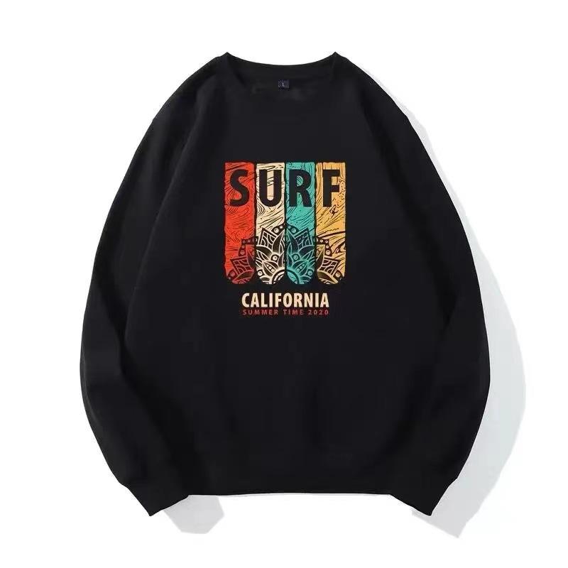 Spring and Autumn New Style National Fashion Sweater Men's Loose Pullover Round Neck Jacket Ins Trendy Velvet Top Long Sleeve