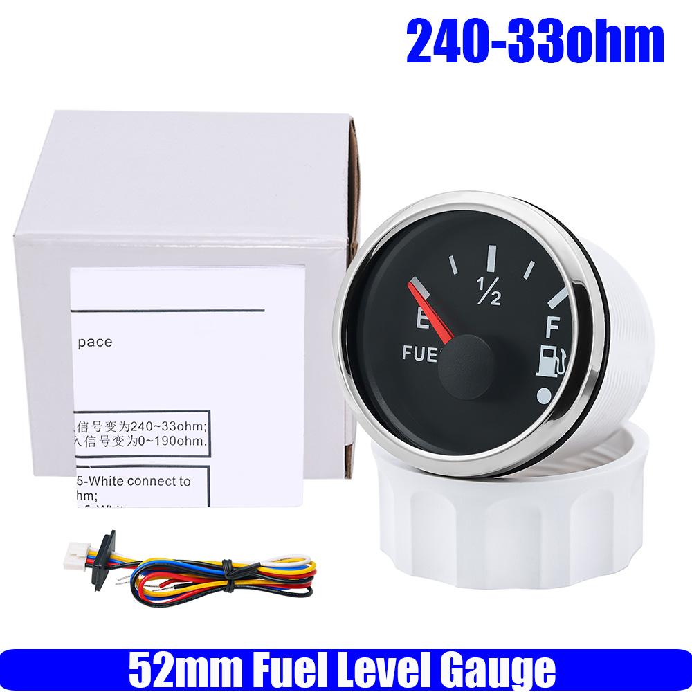 

2 52 мм указатель уровня топлива с красным светом сигнализации 0-190 Ом указатель уровня масляного бака индикатор 240-33 Ом морской автомобиль водонепроницаемый