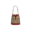 Dempsey 14 Estampa Gato Dançante Fechamento com Cordão Lona Revestida com Couro Granulado Bolsa Saco Feminina Khaki CC431-IME7V