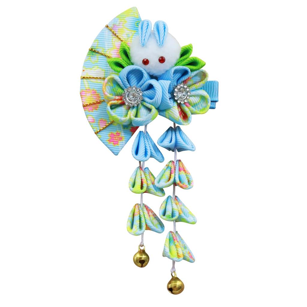 JZOON Handmade Hair for and Other Japanese with Flowers and Mizuhiki Perfect for and Tsumami-zaiku Ornament, Blue, H3713, Shichi-Go-San, Coming-of-Age