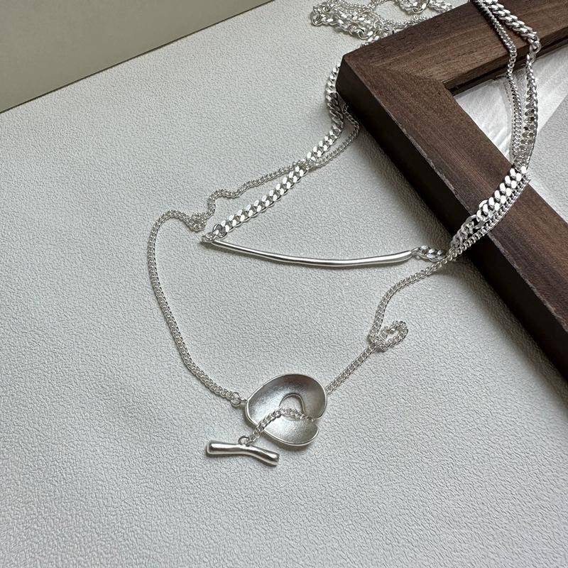 FY-5TL44 S925 Sterling Silver Korean Version Small Unique Design Sweater Chain Small Unique Design Matte Necklace