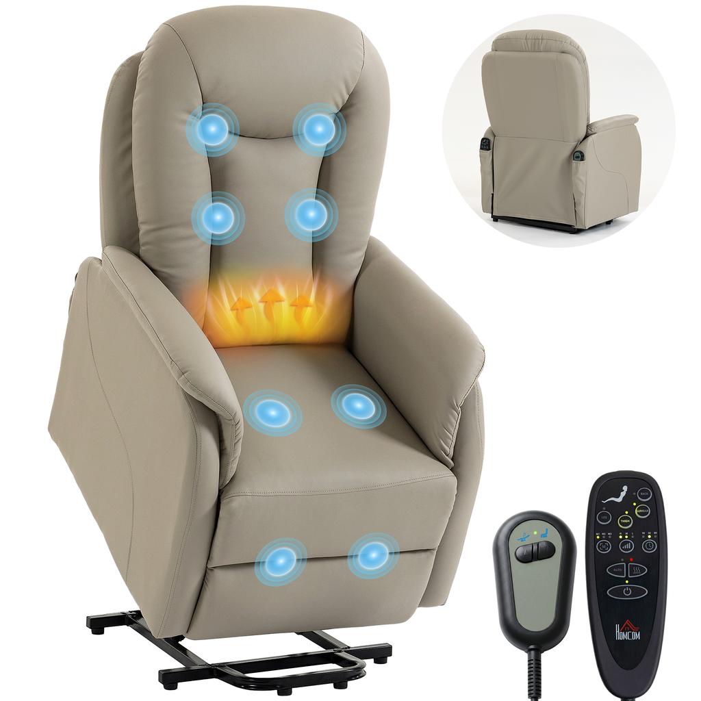 Electric Recliner Chair Massage Vibration And Heat In Pu Gray