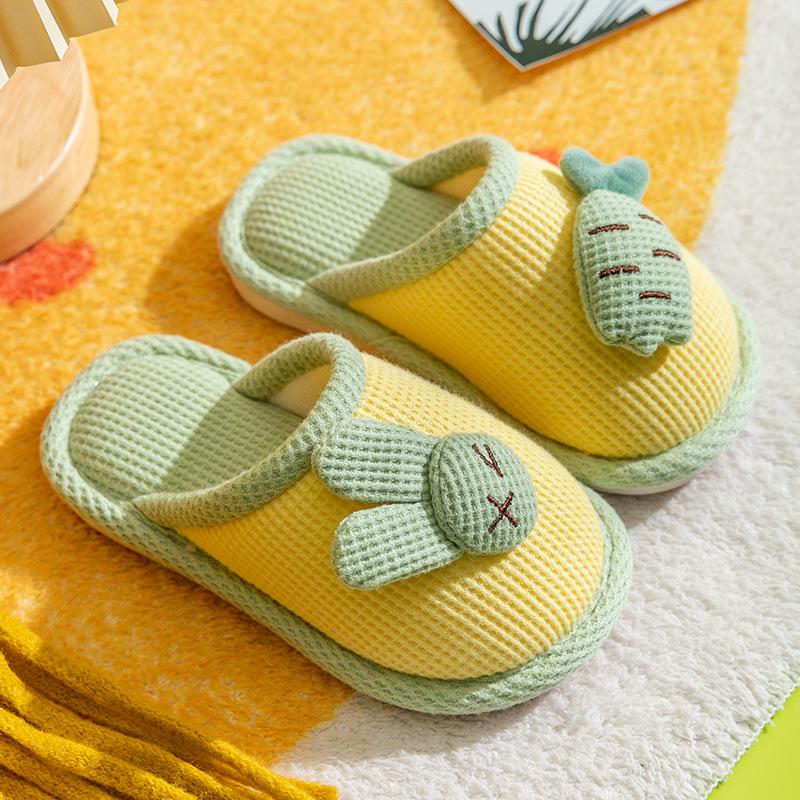 Süße rutschfeste Baumwollhausschuhe für Kinder - Prinzessinnen- & Hasen-Designs, Perfekt für den Innenbereich im Herbst/Winter