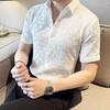 Men's White Textured Short Sleeve Shirt Turn-Down Collar Button Down Blouse Casual Business Summer Top