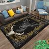 "Black Carpet with Stag and Skull Design, Vintage Gold Accents" Suitable for Use As an Anti-slip for Living Room Bedroom Sofas