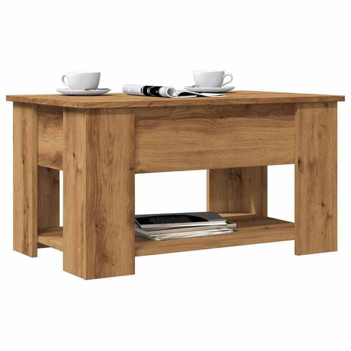 VidaXL Table basse chêne artisanal 79x49x41 cm bois d'ingénierie, table basse à dessus relevable, table d'appoint 856929