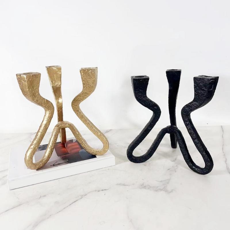 Candlestick Holders Iron Metal Taper Candle Holders Decorative Candle Stands 3 Arm Candelabra for Home Decorations