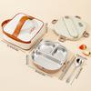 WORTHBUY Cute 304 Stainless Steel Divided Lunch Box With Cutlery Heatable Large Capacity Sealed Food Container Set For Student